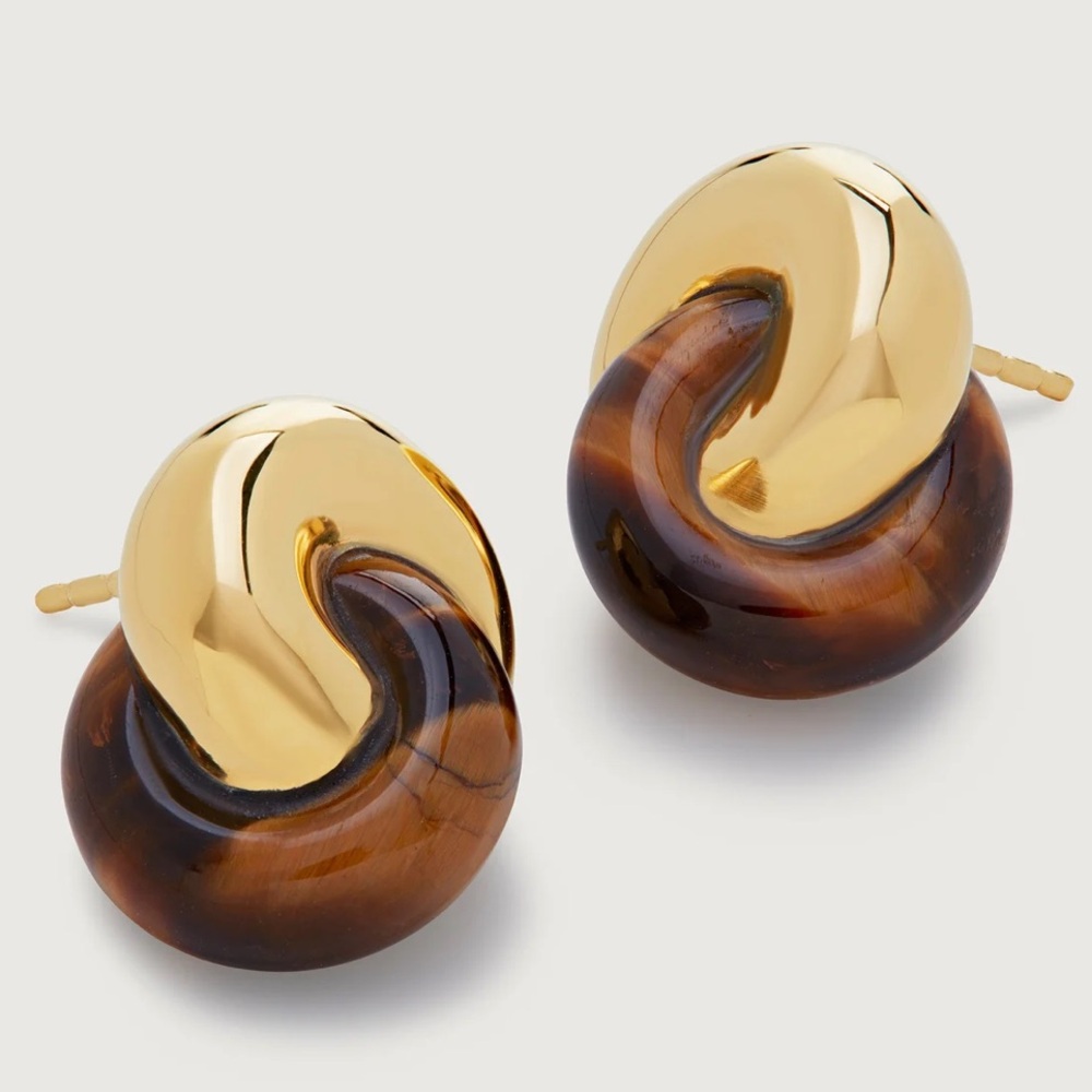 MONICA VINADER Kate Young Gemstone Link Stud Earrings 18k Gold Vermeil